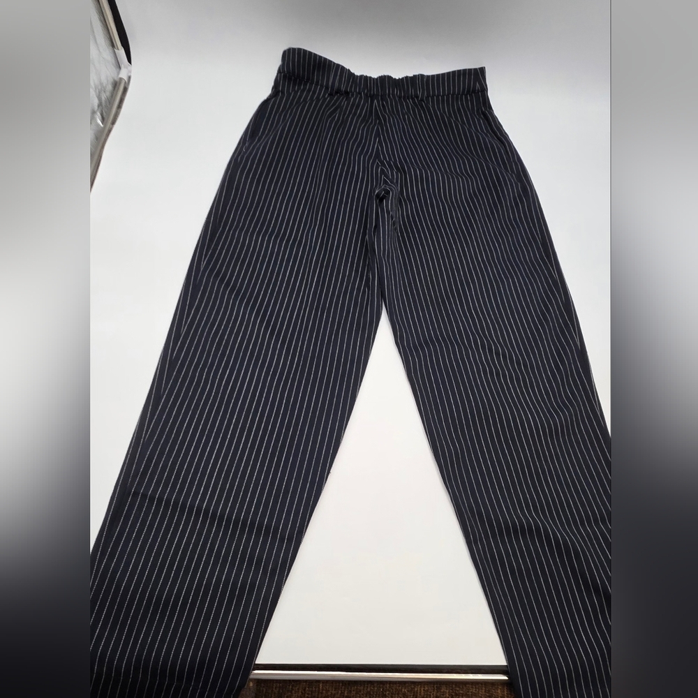 The Drop Women's Navy Blue Striped Straight Leg Pants. Size M.